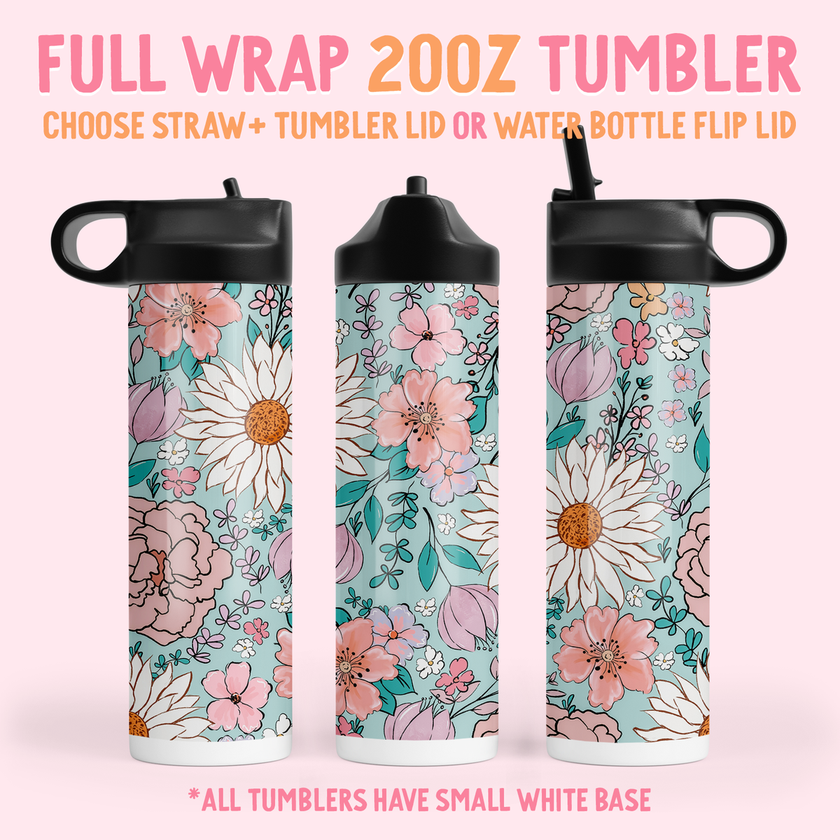 Aqua Boho Floral Tumbler